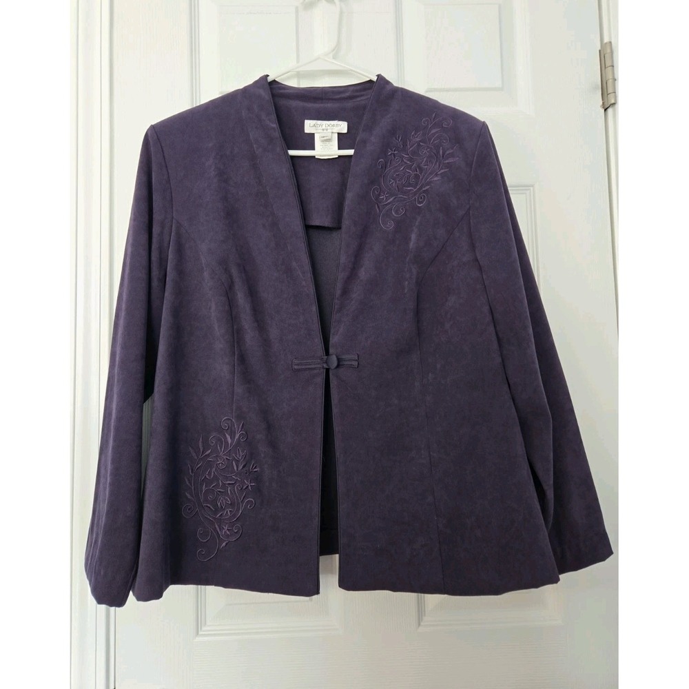 Lady Dorby Vintage Womans Blazer Faux Suede Purple Embroidery Size 18W